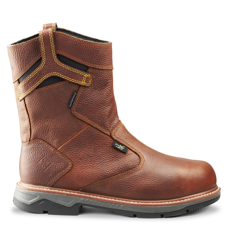 Terra | Women's Patton Wellington Waterproof Aluminum Toe Pull-On Safety Work Boot with Internal Met Guard-Brown